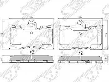 Колодки тормозные SAT (передние) Lexus GS300 S190 дорестайлинг (2005-2006)