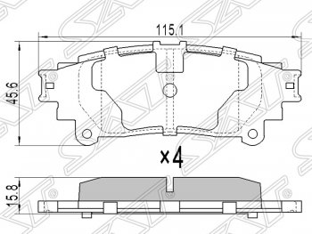 649 р. Колодки тормозные SAT (задние) Lexus RX350 AL10 дорестайлинг (2008-2012)  с доставкой в г. Москва. Увеличить фотографию 1