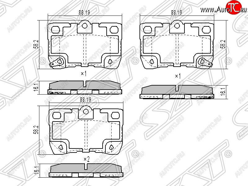 899 р. Колодки тормозные SAT (задние)  Lexus GS300  S190 (2007-2012), Toyota Crown  S180 (2003-2005), Toyota Mark X  X120 (2004-2009)  с доставкой в г. Москва