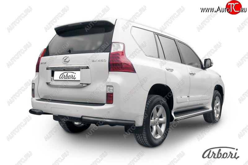 9 269 р. Защита заднего бампера Arbori (уголки, черная, 1 труба d76 mm). Lexus GX460 J150 дорестайлинг (2009-2013)  с доставкой в г. Москва