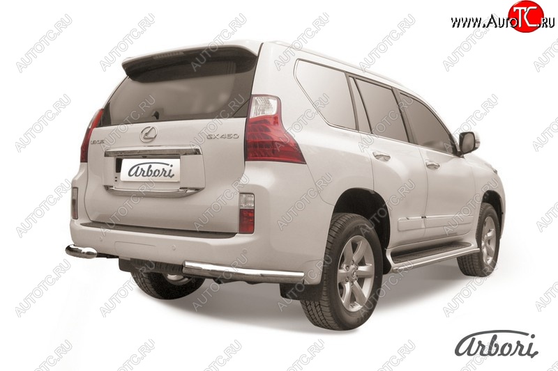 17 369 р. Защита заднего бампера Arbori (уголки, нержавейка, 1 труба d76 mm). Lexus GX460 J150 дорестайлинг (2009-2013)  с доставкой в г. Москва