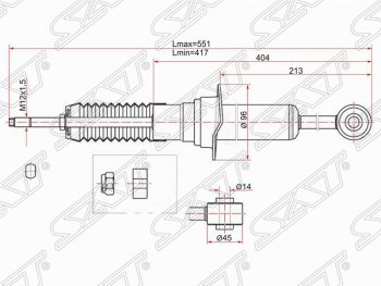 Амортизатор передний SAT (установка на левую или правую сторону) Lexus GX470 J120 дорестайлинг (2002-2007)