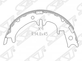 1 599 р. Колодки тормозные SAT (ручного тормоза)  Lexus IS200 ( XE10 седан,  XE10) (1998-2005), Lexus IS300  XE10 седан (1998-2005), Lexus RX300  XU30 (2003-2006), Lexus RX350  XU30 (2003-2006), Lexus RX400H  XU30 (2005-2009), Toyota Kluger  XU40 (2007-2010), Toyota Noah  1 (2001-2004)  с доставкой в г. Москва. Увеличить фотографию 1