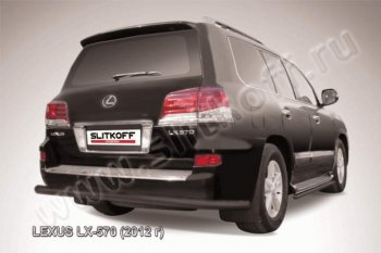 6 499 р. Защита заднего бампера из трубы d76 Slitkoff Lexus LX570 J200 1-ый рестайлинг (2012-2015) (Цвет: серебристый)  с доставкой в г. Москва. Увеличить фотографию 1