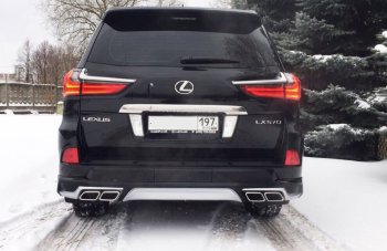 22 699 р. Накладка заднего бампера Автократ (без глушителя) Lexus LX450d J200 2-ой рестайлинг (2015-2022) (Неокрашенная)  с доставкой в г. Москва. Увеличить фотографию 3