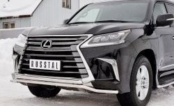 22 749 р. Защита переднего бампера (2 трубы Ø42 мм, нержавейка) Petroil Tuning Lexus LX450d J200 2-ой рестайлинг (2015-2022)  с доставкой в г. Москва. Увеличить фотографию 4