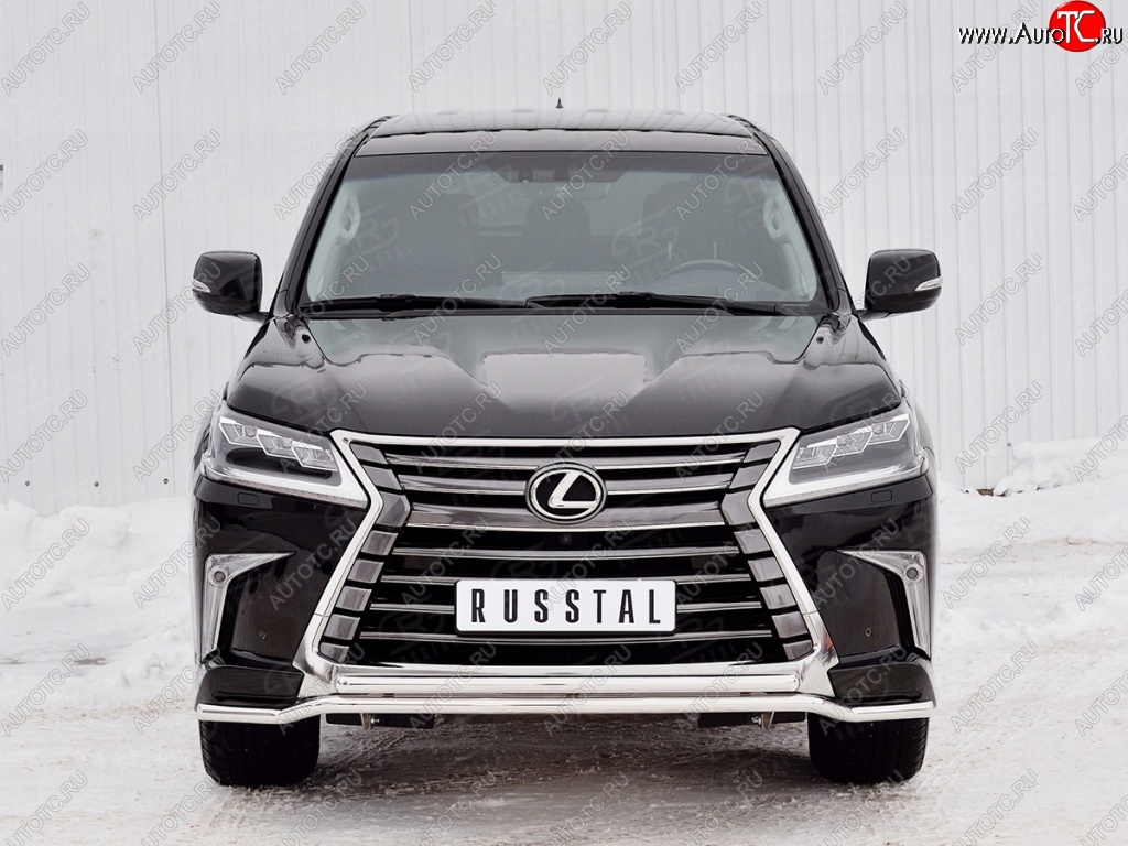 22 749 р. Защита переднего бампера (2 трубы Ø42 мм, нержавейка) Petroil Tuning Lexus LX450d J200 2-ой рестайлинг (2015-2022)  с доставкой в г. Москва