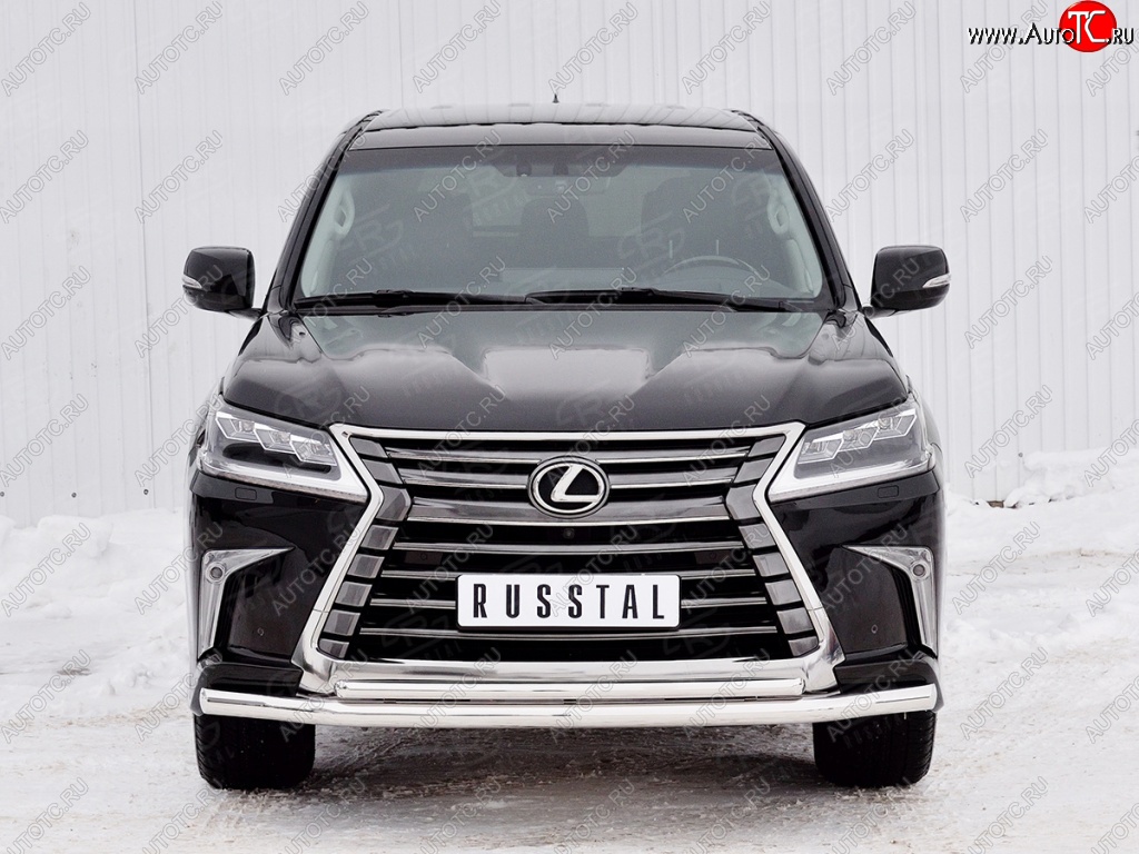 22 999 р. Защита переднего бампера (2 трубыØ63 и 42 мм, нержавейка) SLITKOFF Lexus LX450d J200 2-ой рестайлинг (2015-2022)  с доставкой в г. Москва