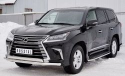 20 849 р. Защита переднего бампера (2 трубыØ63 и 75х42 мм, нержавейка) Russtal Lexus LX450d J200 2-ой рестайлинг (2015-2022)  с доставкой в г. Москва. Увеличить фотографию 2