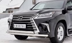 20 849 р. Защита переднего бампера (2 трубыØ63 и 75х42 мм, нержавейка) Russtal Lexus LX450d J200 2-ой рестайлинг (2015-2022)  с доставкой в г. Москва. Увеличить фотографию 4