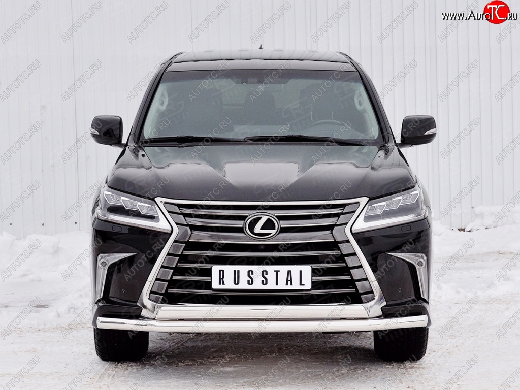 20 849 р. Защита переднего бампера (2 трубыØ63 и 75х42 мм, нержавейка) Russtal Lexus LX450d J200 2-ой рестайлинг (2015-2022)  с доставкой в г. Москва