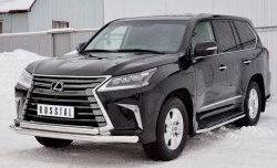 26 849 р. Защита переднего бампера (2 трубыØ76 и 63 мм, нержавейка) SLITKOFF Lexus LX450d J200 2-ой рестайлинг (2015-2022)  с доставкой в г. Москва. Увеличить фотографию 2