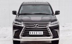 Защита переднего бампера (2 трубыØ76 и 63 мм, нержавейка) SLITKOFF Lexus LX450d J200 2-ой рестайлинг (2015-2022)