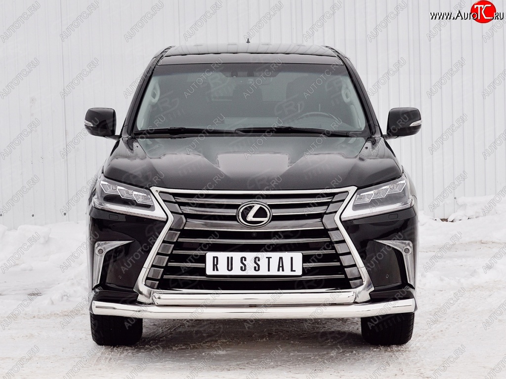 26 849 р. Защита переднего бампера (2 трубыØ76 и 63 мм, нержавейка) SLITKOFF Lexus LX450d J200 2-ой рестайлинг (2015-2022)  с доставкой в г. Москва