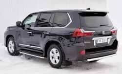 14 899 р. Защита заднего бампера (Ø63 мм, нержавейка, NOT F-SPORT/HERITAGE) SLITKOFF Lexus LX450d J200 2-ой рестайлинг (2015-2022)  с доставкой в г. Москва. Увеличить фотографию 2