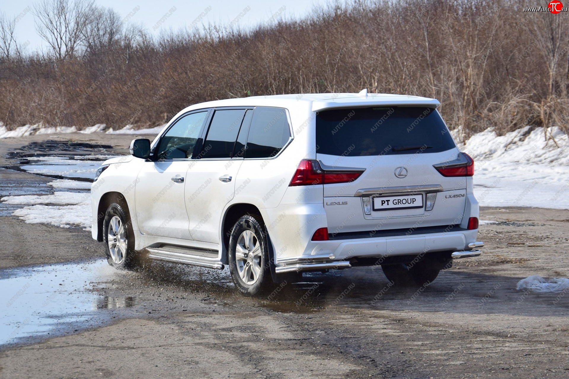 24 999 р. Защита заднего бампера Petroil Tuning (уголки двойные, d63/51) Lexus LX450d J200 2-ой рестайлинг (2015-2022) (Нержавеющая полированная сталь)  с доставкой в г. Москва