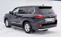 17 849 р. Защита заднего бампера (Ø63 мм, нержавейка, NOT F-SPORT/HERITAGE) SLITKOFF Lexus LX570 J200 2-ой рестайлинг (2015-2022)  с доставкой в г. Москва. Увеличить фотографию 2