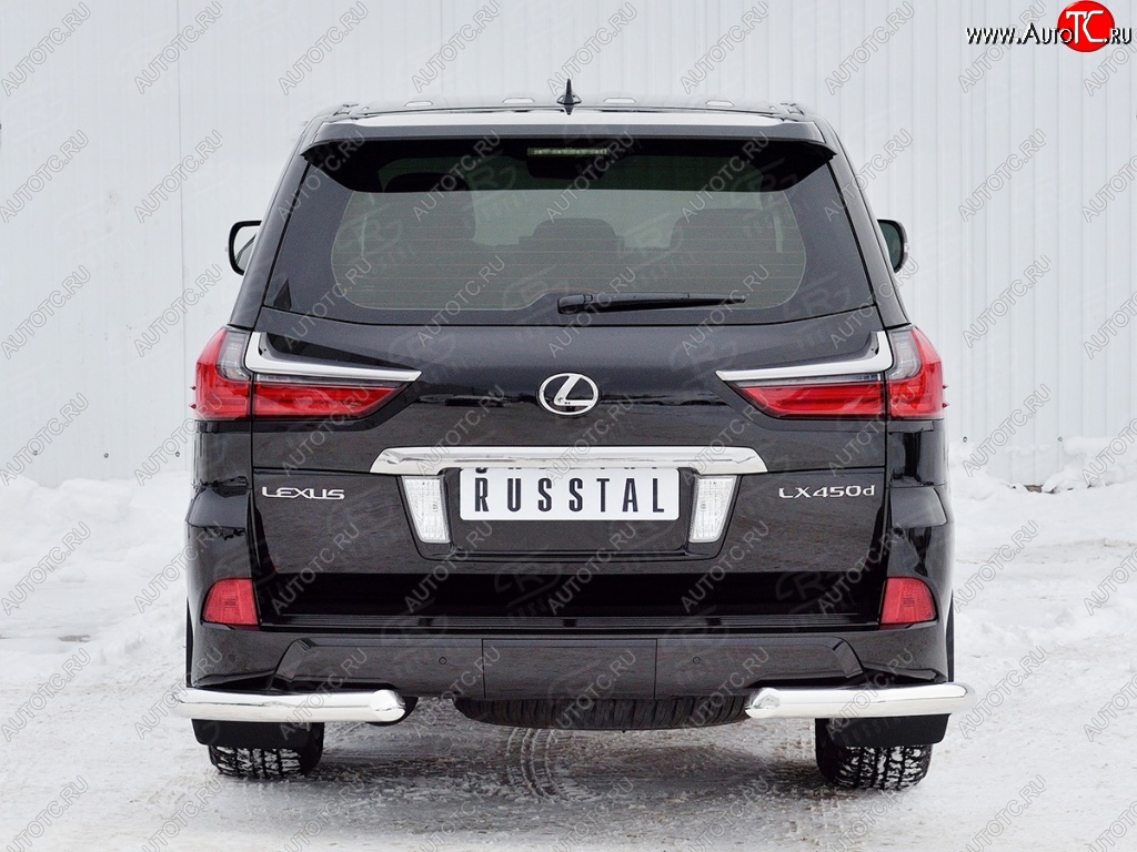 15 299 р. Защита заднего бампера (Ø76 мм уголки, нержавейка) SLITKOFF  Lexus LX450d  J200 (2015-2022) 2-ой рестайлинг  с доставкой в г. Москва