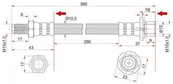 669 р. Тормозной шланг SAT (задний, промежуточный, пр-во Таиланд, №2) Lexus LX470 J100 дорестайлинг (1998-2002)  с доставкой в г. Москва. Увеличить фотографию 1