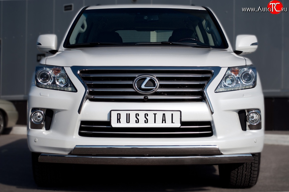 17 999 р. Защита переднего бампера (2 трубыØ75х42 мм, нержавейка) Russtal Lexus LX570 J200 дорестайлинг (2007-2012)  с доставкой в г. Москва