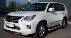 20 999 р. Защита переднего бампера (2 трубыØ76 и 42 мм, нержавейка) SLITKOFF  Lexus LX570  J200 (2007-2012) дорестайлинг  с доставкой в г. Москва. Увеличить фотографию 4