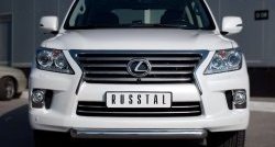 Одинарная защита переднего бампера SLITKOFF диаметром 76 мм Lexus LX570 J200 дорестайлинг (2007-2012)