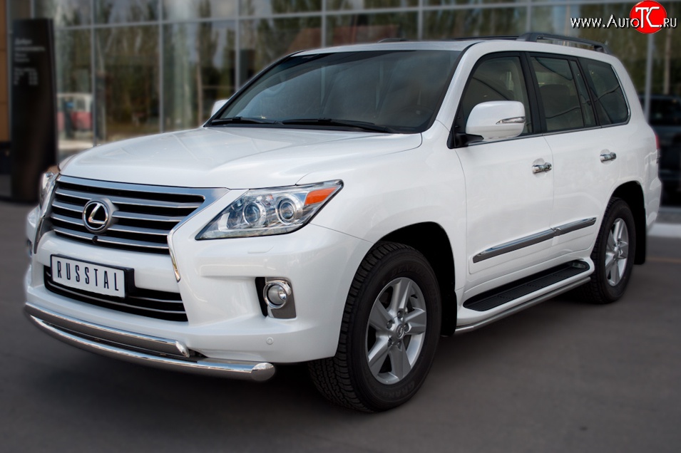 14 999 р. Защита порогов SLITKOFF из круглой трубы диаметром 42 мм (2012-н.в.) Lexus LX570 J200 дорестайлинг (2007-2012)  с доставкой в г. Москва