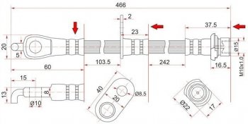 659 р. Тормозной шланг SAT (передний, правый, пр-во Таиланд) Toyota Land Cruiser 200 дорестайлинг (2007-2012)  с доставкой в г. Москва. Увеличить фотографию 1