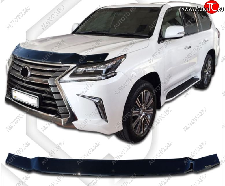 2 079 р. Дефлектор капота CA-Plastiс  Lexus LX570  J200 (2015-2022) 2-ой рестайлинг (Classic черный, Без надписи)  с доставкой в г. Москва