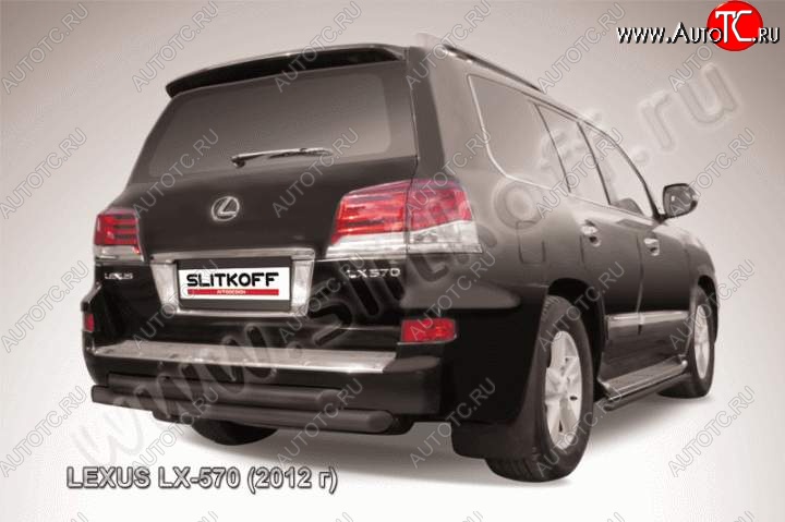 19 999 р. Защита заднего бампера из труб d76 Slitkoff (двойная) Lexus LX570 J200 1-ый рестайлинг (2012-2015) (Цвет: серебристый)  с доставкой в г. Москва