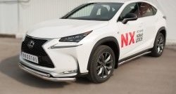 20 399 р. Защита переднего бампера (2 трубыØ63 и 42 мм, нержавейка) SLITKOFF Lexus NX200T Z10 (2014-2017)  с доставкой в г. Москва. Увеличить фотографию 4