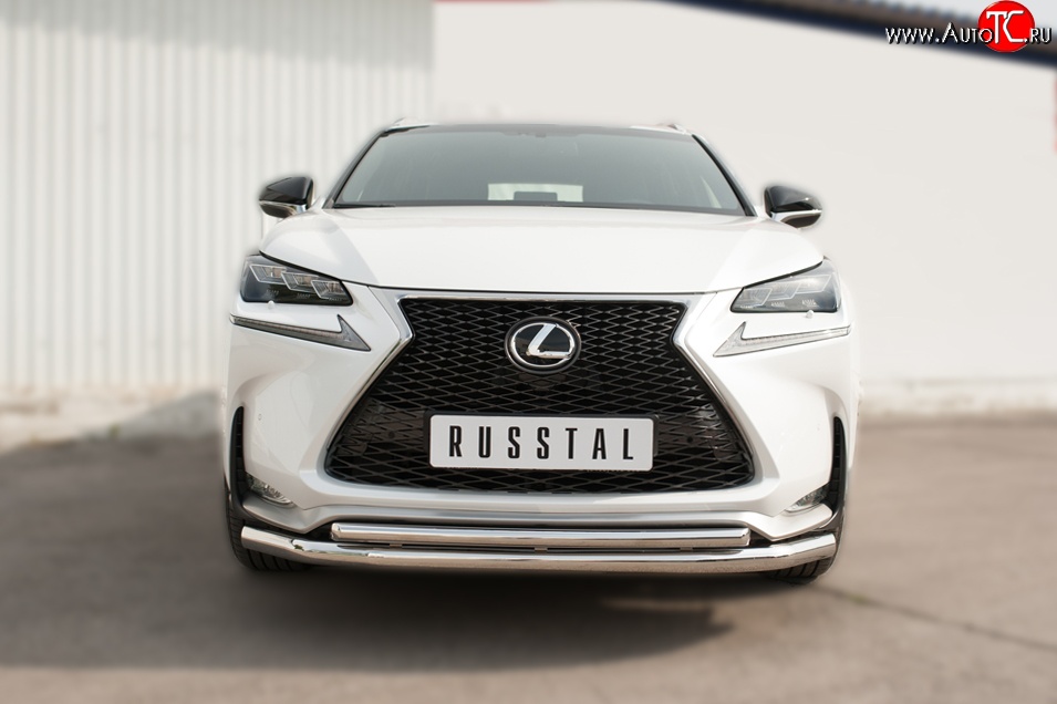 20 399 р. Защита переднего бампера (2 трубыØ63 и 42 мм, нержавейка) SLITKOFF Lexus NX200T Z10 (2014-2017)  с доставкой в г. Москва