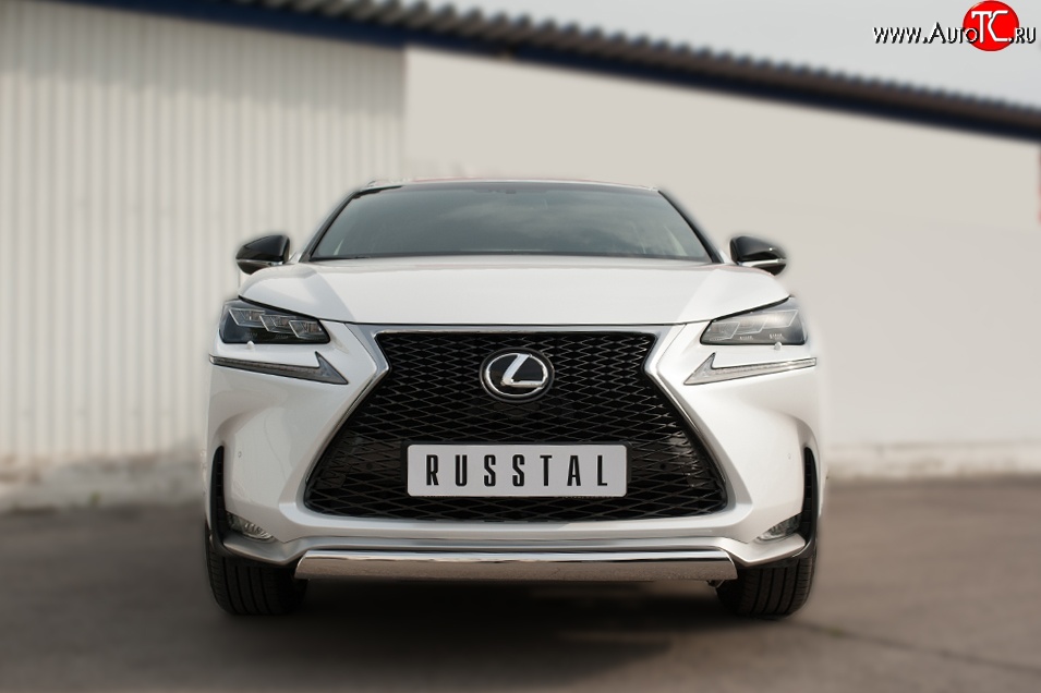 17 299 р. Защита переднего бампера (Ø75х42 мм, нержавейка, F-SPORT) Russtal Lexus NX200T Z10 (2014-2017)  с доставкой в г. Москва