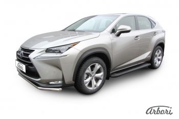 11 609 р. Порожки для ног Arbori Optima Black  Lexus NX300h  Z10 (2014-2017) дорестайлинг  с доставкой в г. Москва. Увеличить фотографию 1