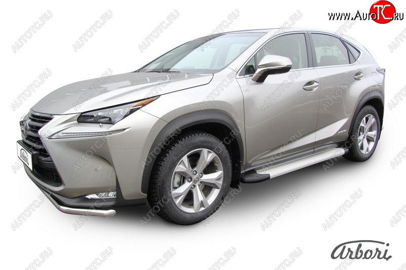 10 979 р. Порожки для ног Arbori Optima Silver Lexus NX300h Z10 дорестайлинг (2014-2017)  с доставкой в г. Москва