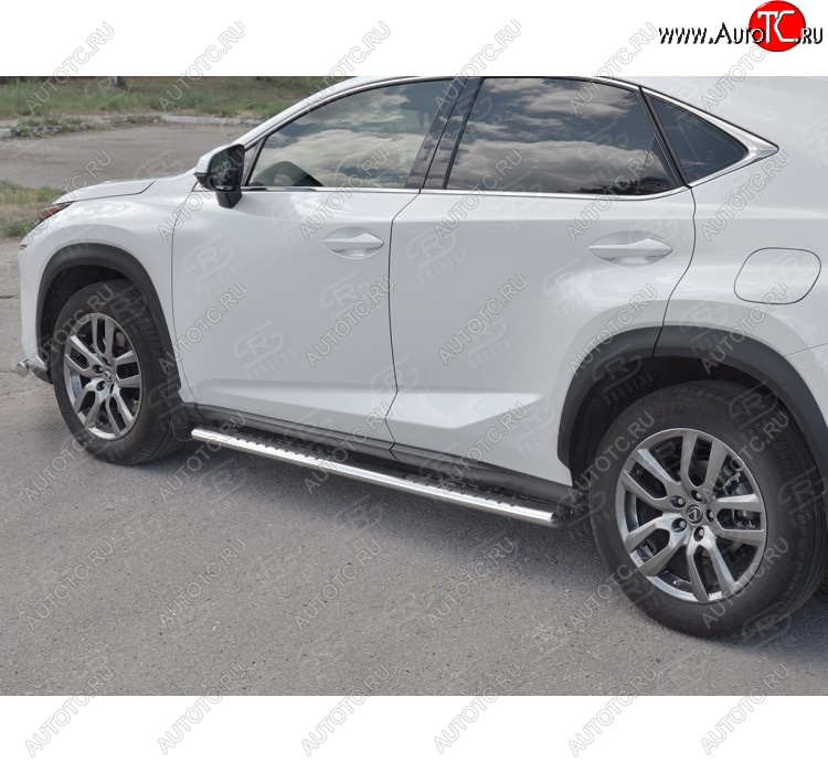 31 649 р. Пороги труба 120х60 Russtal (овал с проступью) Lexus NX300h Z10 дорестайлинг (2014-2017)  с доставкой в г. Москва