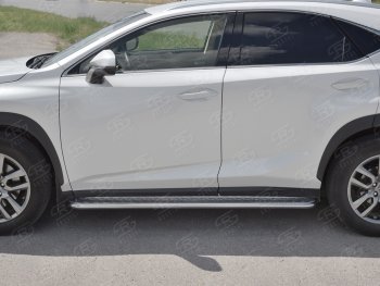 26 999 р. Порожки для ног (труба Ø42) SLITKOFF Lexus NX300h Z10 дорестайлинг (2014-2017) (лист алюм, проф. нерж)  с доставкой в г. Москва. Увеличить фотографию 2