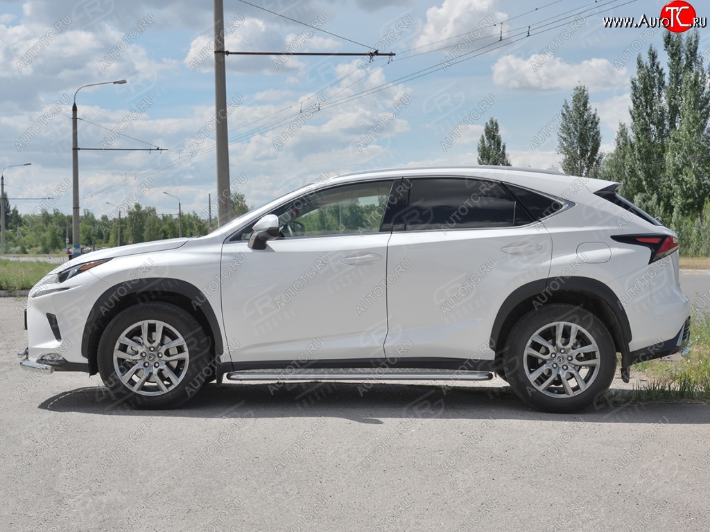 26 999 р. Порожки для ног (труба Ø42) SLITKOFF Lexus NX300h Z10 дорестайлинг (2014-2017) (лист алюм, проф. нерж)  с доставкой в г. Москва