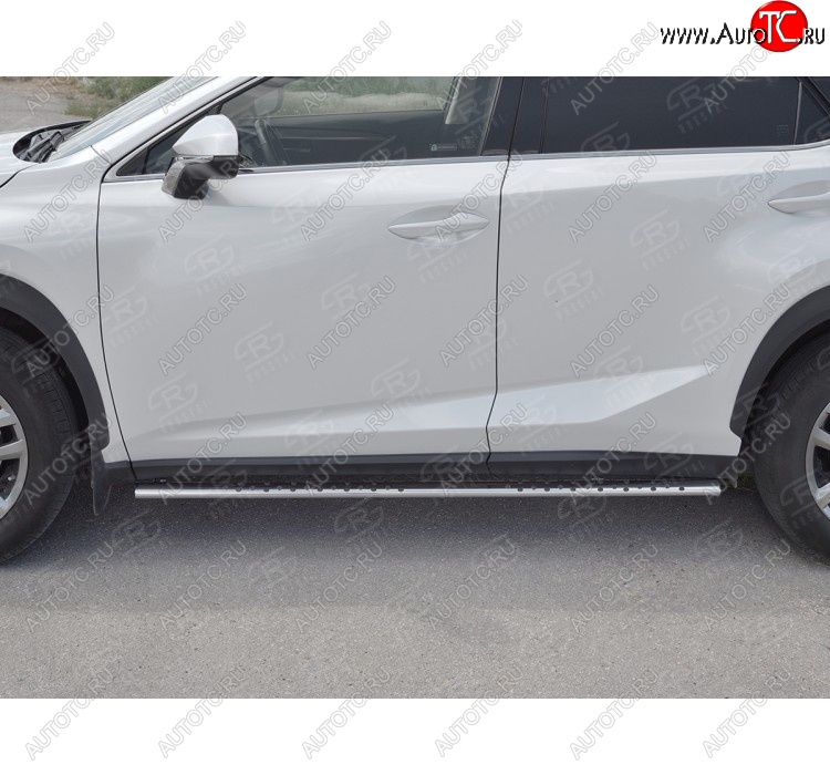 24 749 р. Пороги труба 75х42 Russtal (овал с проступью) Lexus NX300h Z10 дорестайлинг (2014-2017)  с доставкой в г. Москва