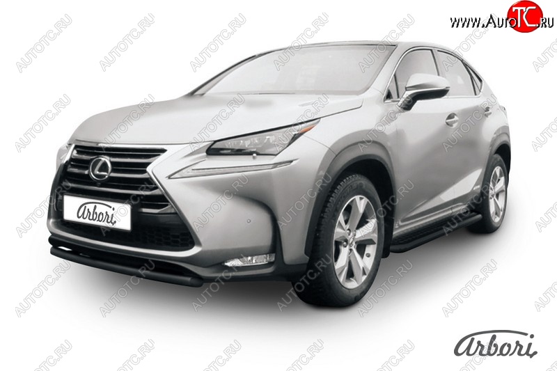 4 544 р. Защита переднего бампера Arbori (короткая, черная, 1 труба d57 mm). Lexus NX300h Z10 дорестайлинг (2014-2017)  с доставкой в г. Москва