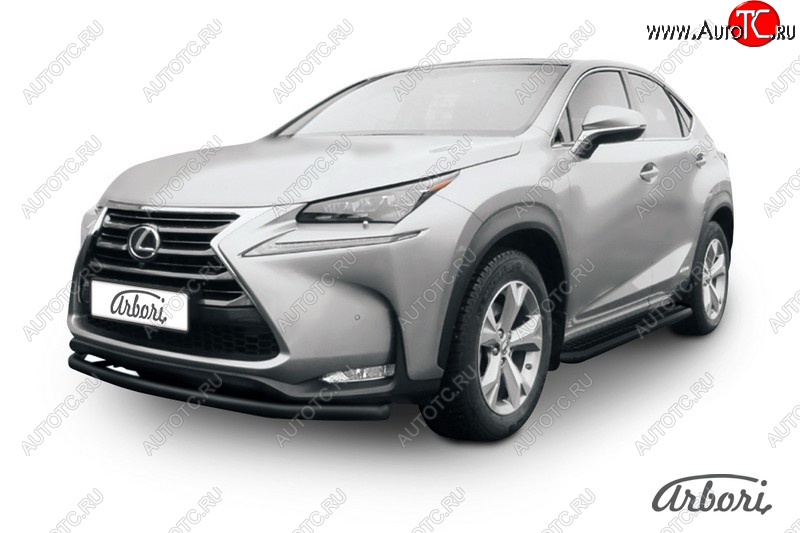 7 019 р. Защита переднего бампера Arbori (радиусная, черная, 1 труба d57 mm). Lexus NX300h Z10 дорестайлинг (2014-2017)  с доставкой в г. Москва