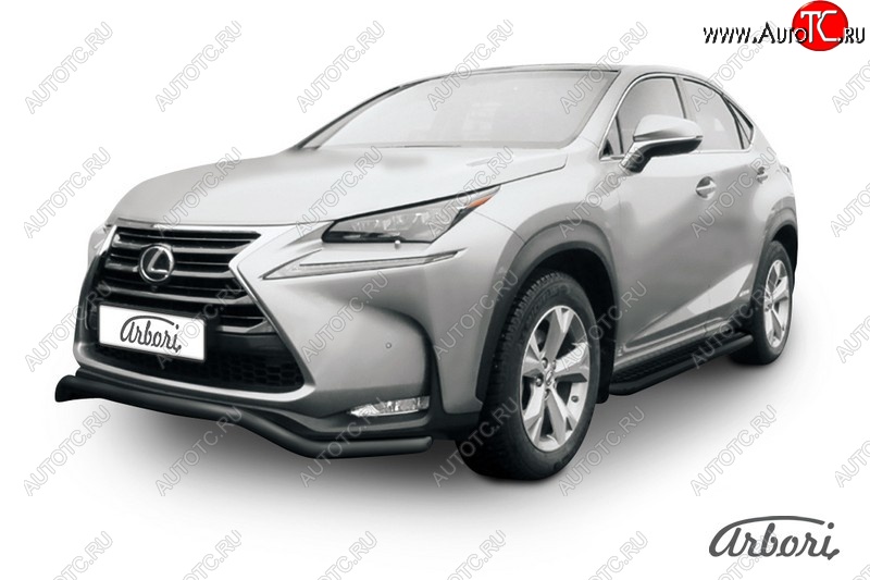 7 559 р. Защита переднего бампера Arbori (волна, черная, 1 труба d57 mm). Lexus NX300h Z10 дорестайлинг (2014-2017)  с доставкой в г. Москва