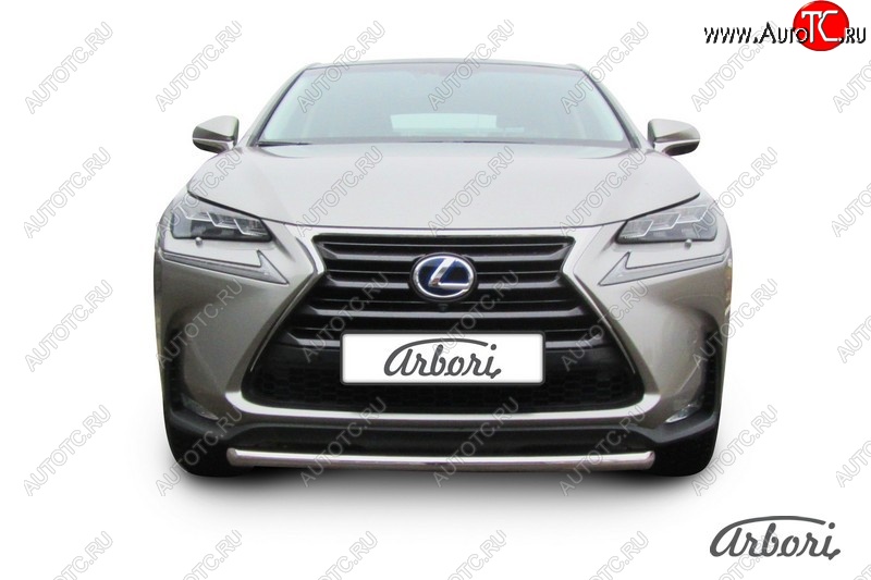 8 549 р. Защита переднего бампера Arbori (короткая, нержавейка, 1 труба d57 mm). Lexus NX300h Z10 дорестайлинг (2014-2017)  с доставкой в г. Москва