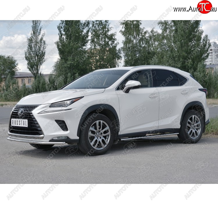 15 849 р. Защита переднего бампера (Ø42 мм, нержавейка) SLITKOFF Lexus NX300h Z10 дорестайлинг (2014-2017)  с доставкой в г. Москва