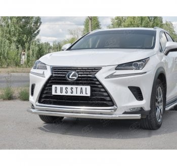 20 549 р. Защита переднего бампера (2 трубы Ø63 и 42 мм, нержавейка) SLITKOFF Lexus NX300h Z10 дорестайлинг (2014-2017)  с доставкой в г. Москва. Увеличить фотографию 3