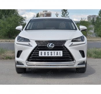 20 549 р. Защита переднего бампера (2 трубы Ø63 и 42 мм, нержавейка) SLITKOFF Lexus NX300h Z10 дорестайлинг (2014-2017)  с доставкой в г. Москва. Увеличить фотографию 4