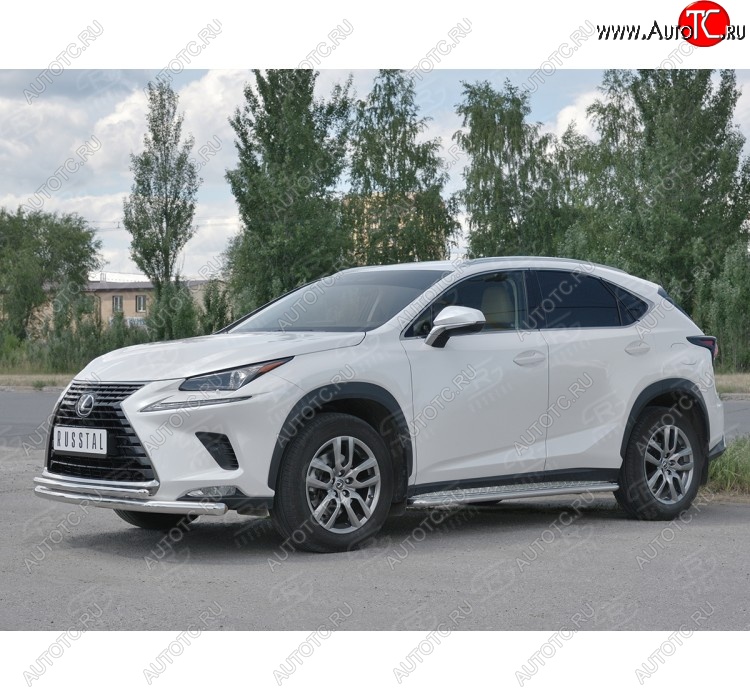 20 549 р. Защита переднего бампера (2 трубы Ø63 и 42 мм, нержавейка) SLITKOFF Lexus NX300h Z10 дорестайлинг (2014-2017)  с доставкой в г. Москва