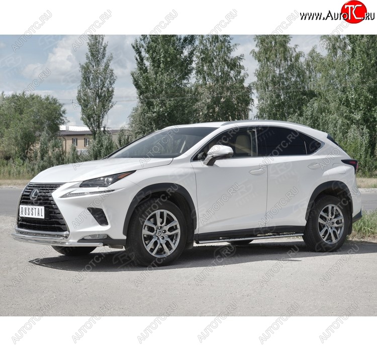 18 949 р. Защита переднего бампера (2 трубы Ø42 мм, нержавейка) SLITKOFF Lexus NX300h Z10 дорестайлинг (2014-2017)  с доставкой в г. Москва