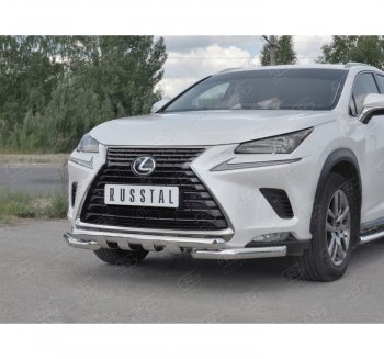 25 599 р. Защита переднего бампера (Ø63 мм с клыками, нержавейка) SLITKOFF Lexus NX300h Z10 дорестайлинг (2014-2017)  с доставкой в г. Москва. Увеличить фотографию 3