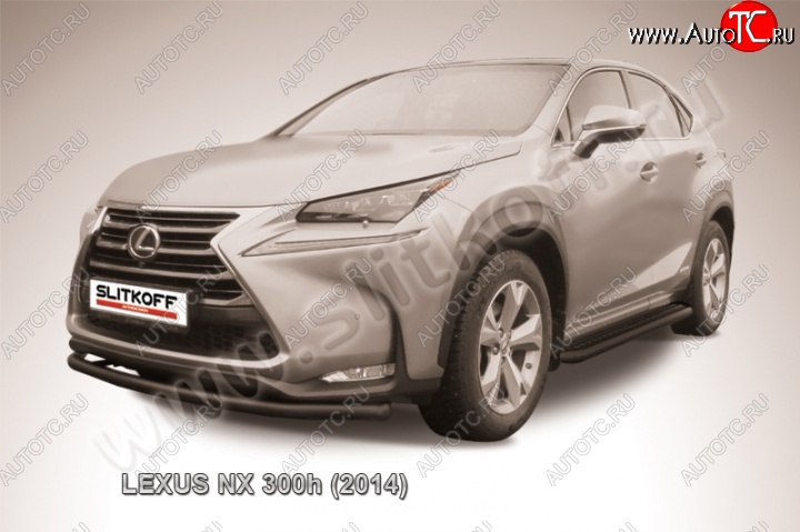 9 449 р. Защита переднего бампера из трубы d57 Slitkoff (радиусная) Lexus NX300h Z10 дорестайлинг (2014-2017) (Цвет: серебристый)  с доставкой в г. Москва